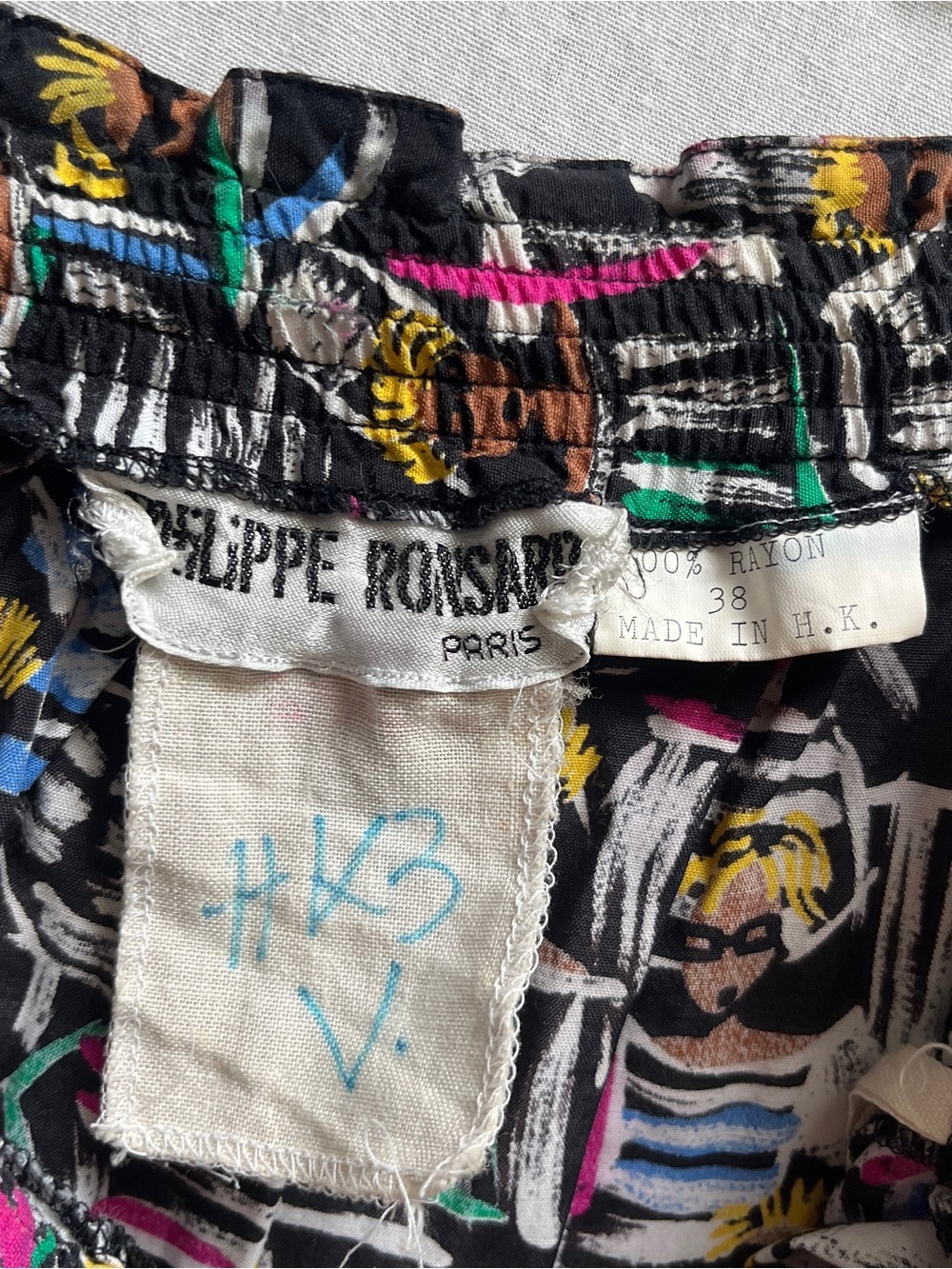Philippe Ronsard Vintage Black Patterned A-Line Skirt Multicolor Print Large - Picture 4 of 6
